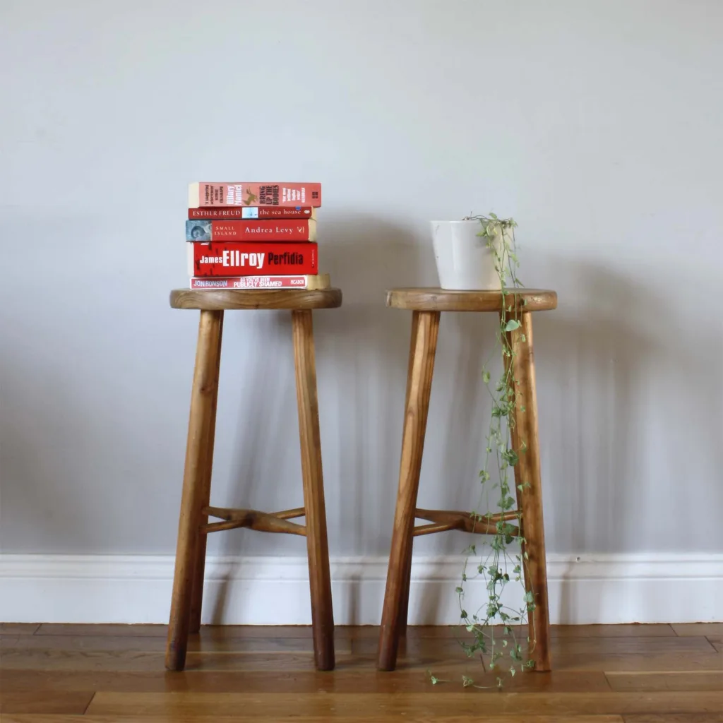 Pair of Scratch-made Rustic Solid Wood Stools