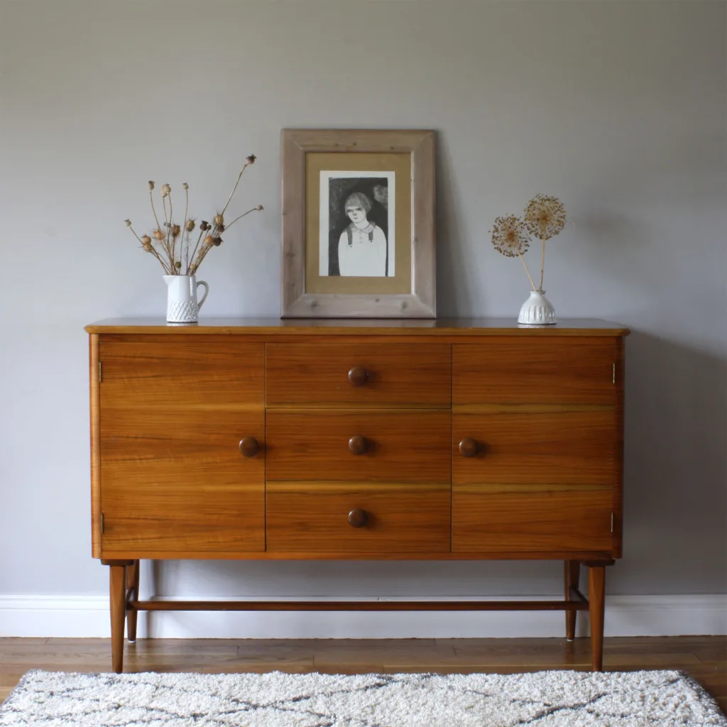 Unusual Vintage 1950s Walnut Sideboard