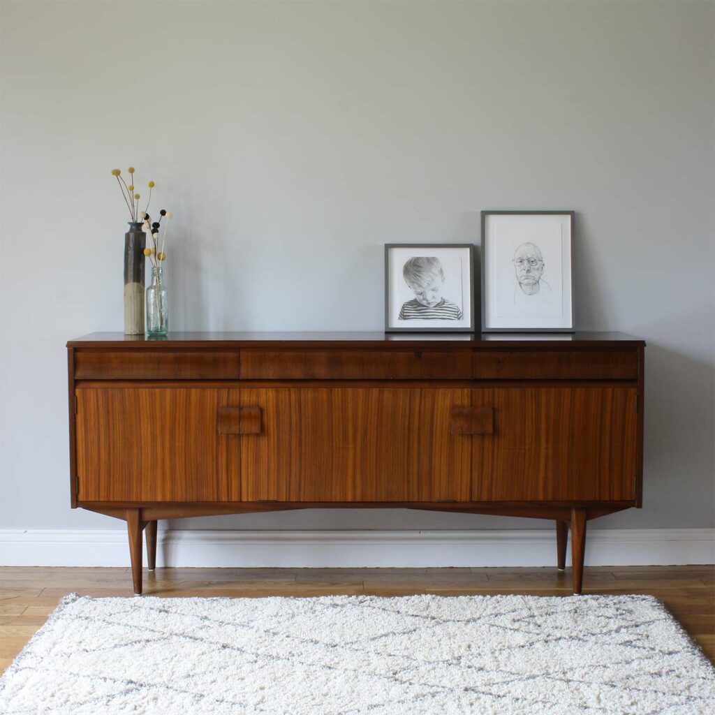 Vintage 1964 Elliotts Of Newbury Rosewood & Afromosia Sideboard for Royal Heritage Furniture
