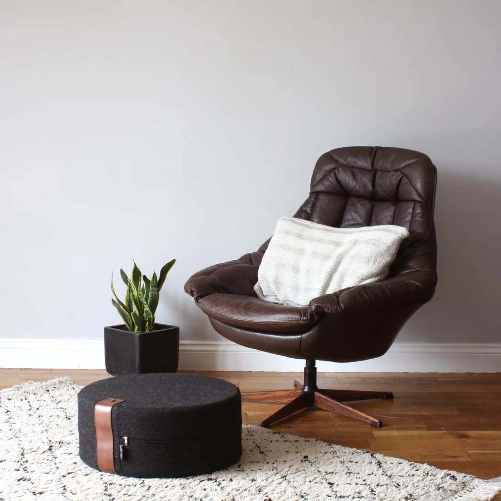 Original Danish Brown Leather HW Klein Egg Chair for Bramin