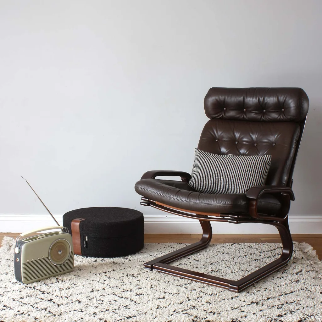 Original Vintage Danish Georg Thams Bentwood & Leather Armchair