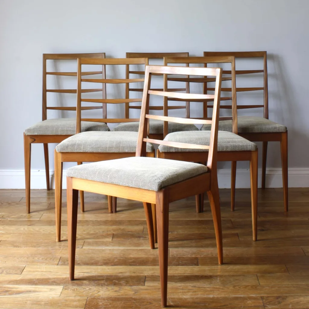Set of Six Vintage 1960s AH McIntosh Model 9073 Teak Dining Chairs