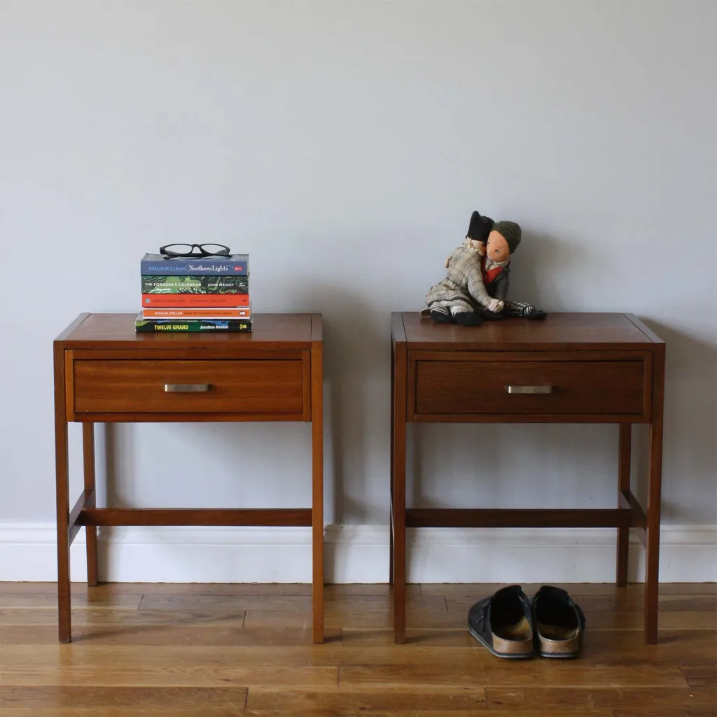 Pair of Vintage 1960s Teak Bedside Tables with Drawers