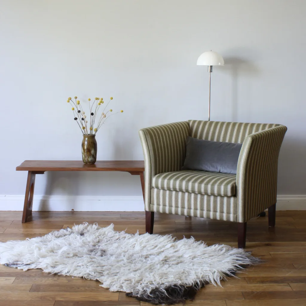 Vintage Danish Tub Armchair in Striped Wool