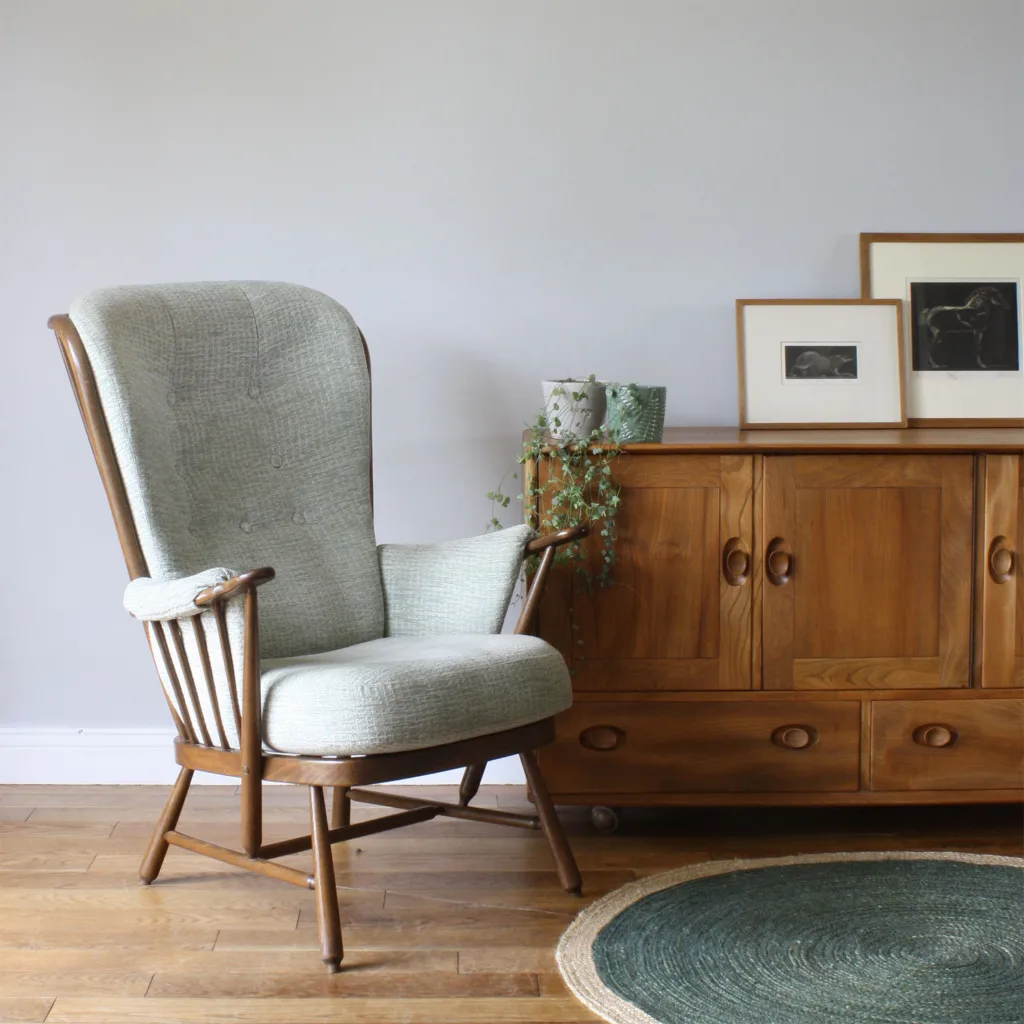 Original Ercol 'Evergreen' Tall Easy Armchair with Cushions