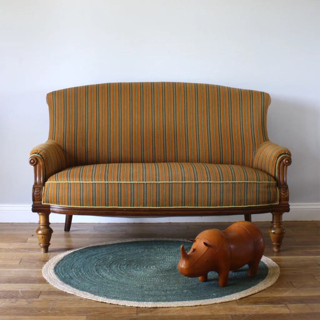 Vintage Early Midcentury Danish Striped Two Seater Sofa