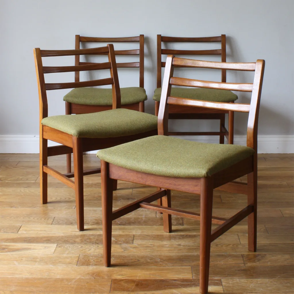 Set of Four Vintage Midcentury A Younger Teak Dining Chairs