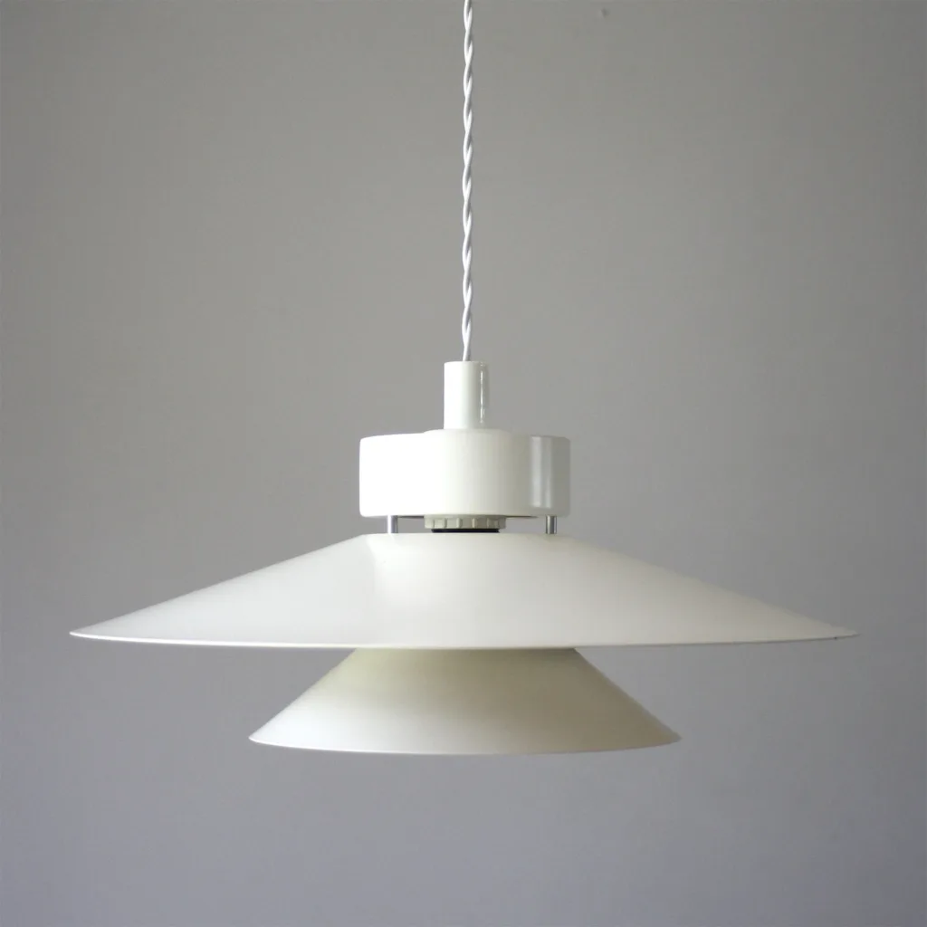 Original 1970s Danish White Pendant Lampshade - Fully Restored