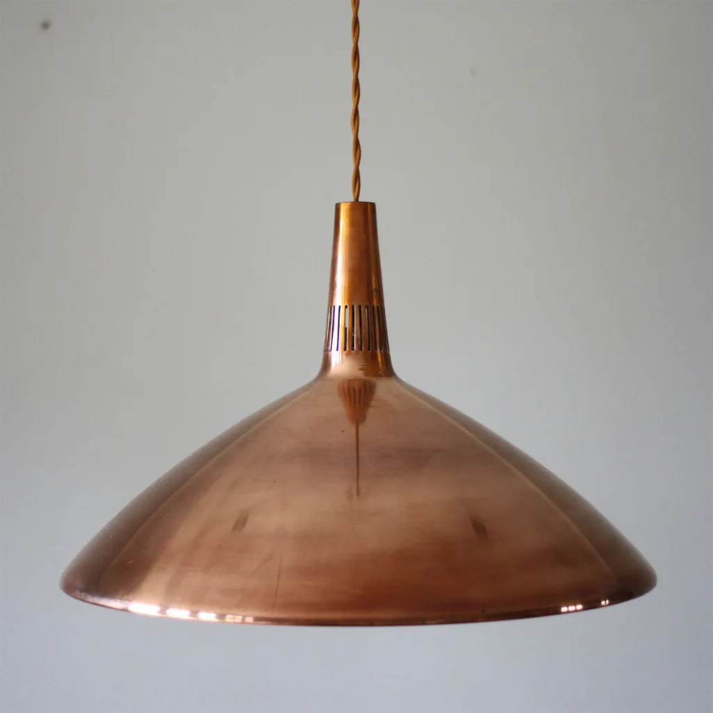 Striking Midcentury Copper Pendant Lampshade - Fully Restored