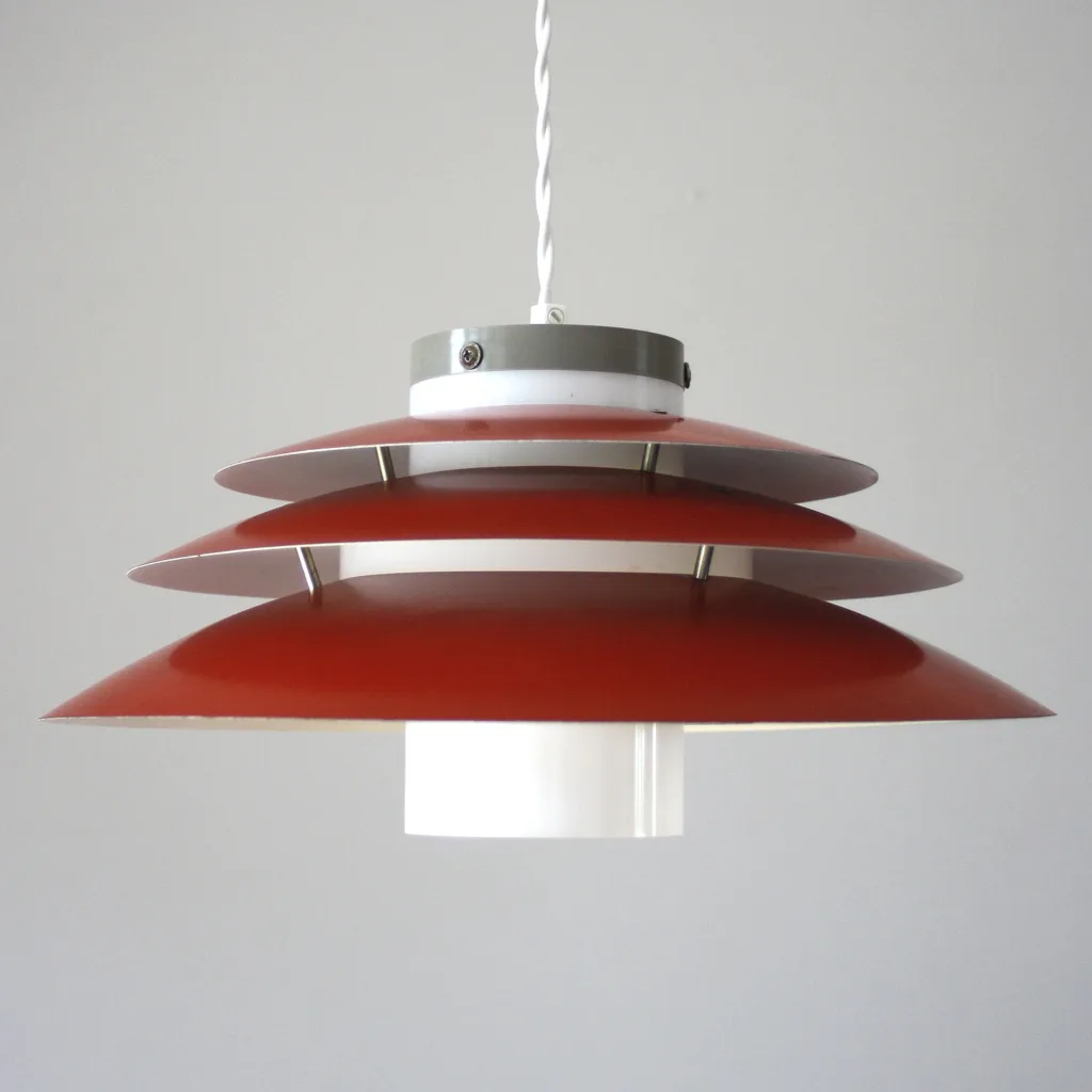 Vintage Danish 1960s Red Ceiling Lampshade by Lyfa