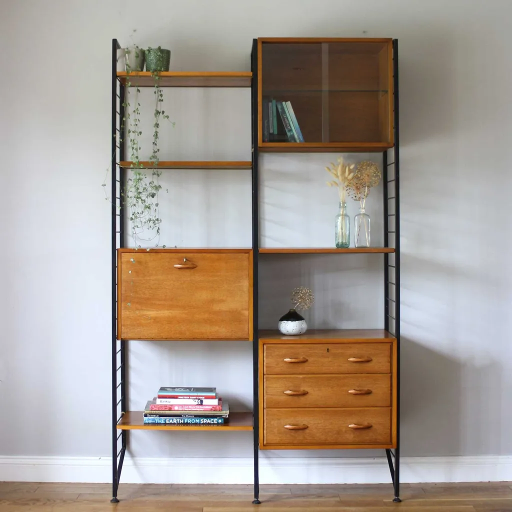Midcentury 1960s Ladderax Two Bay Modular Shelf System