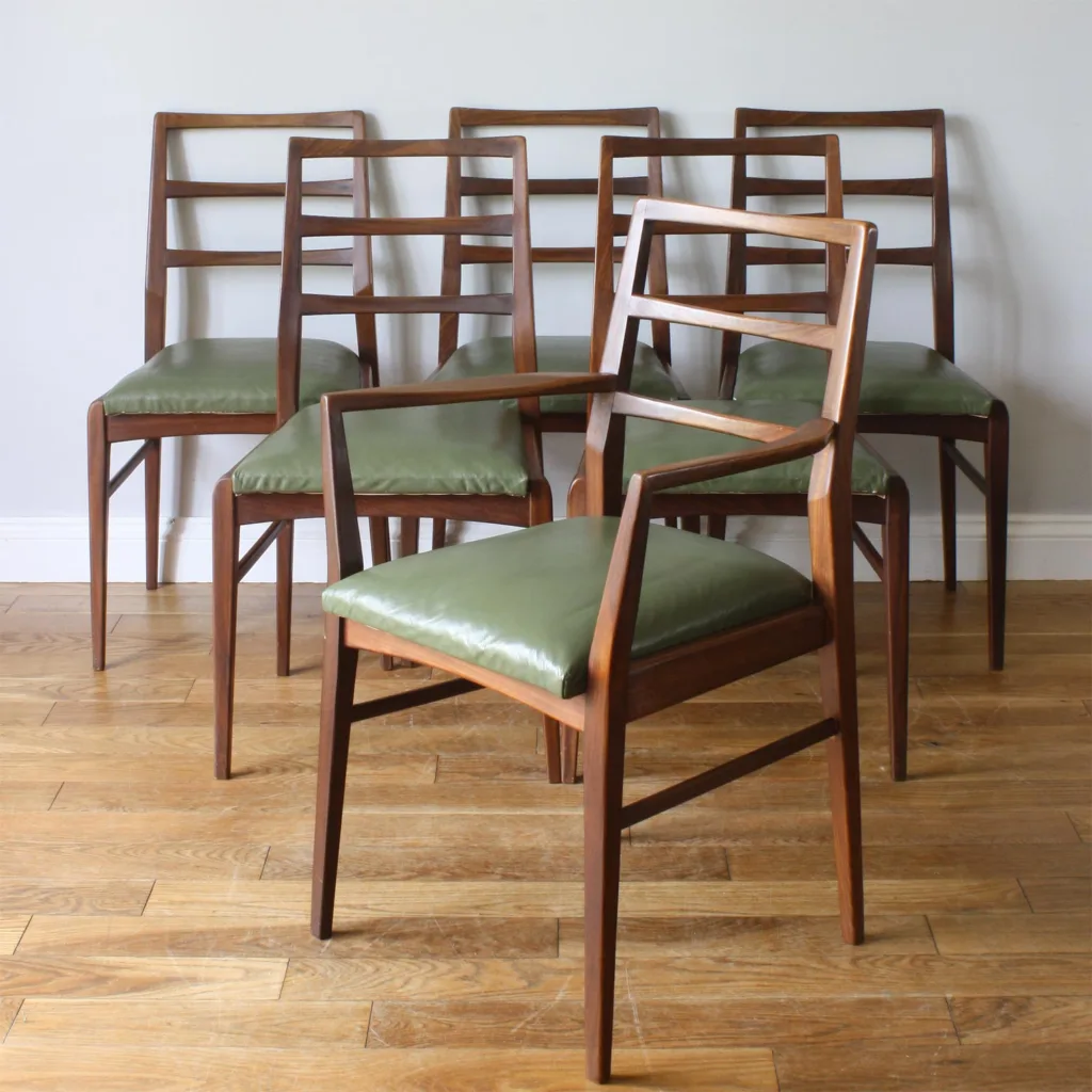 Set of Six Midcentury 1960s Fyne Ladye for Heals Dining Chairs by Richard Hornby