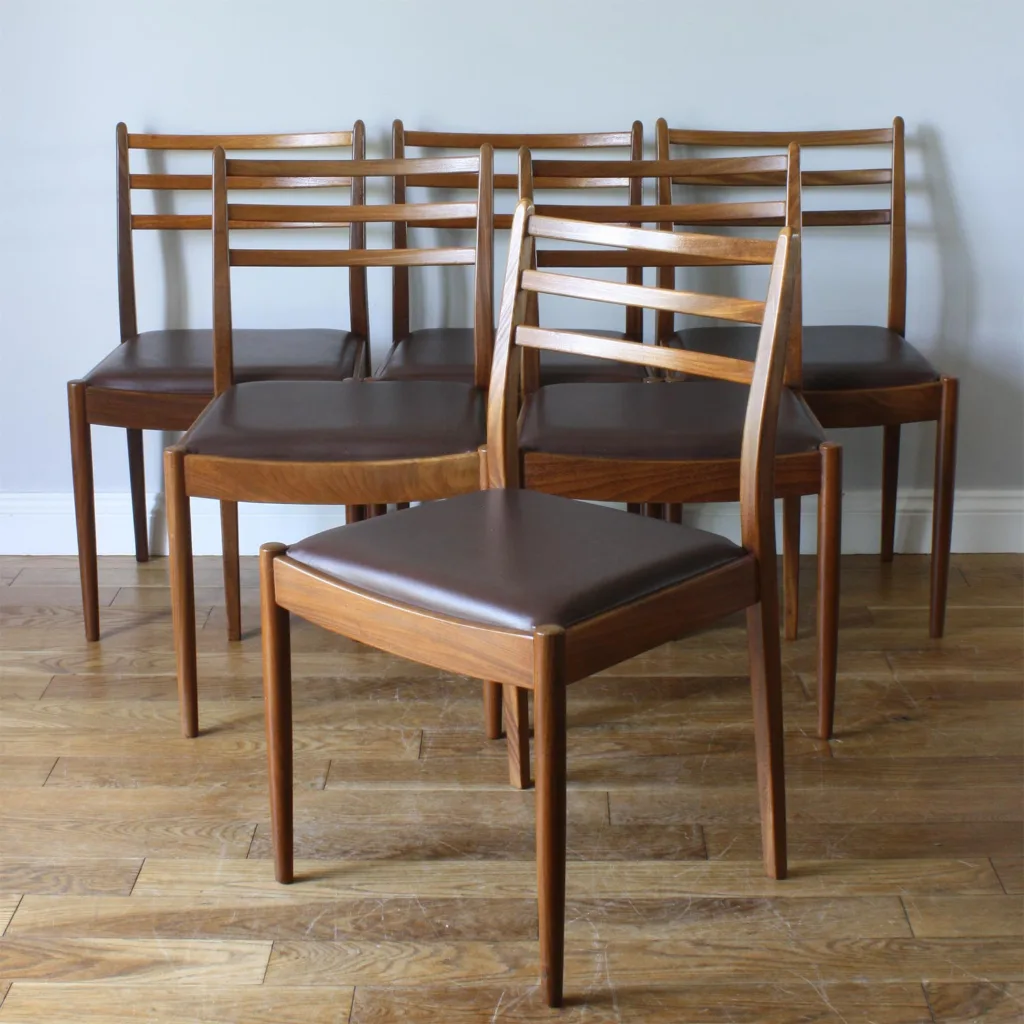Set of Six Original Midcentury G Plan Dining Chairs by VB Wilkins