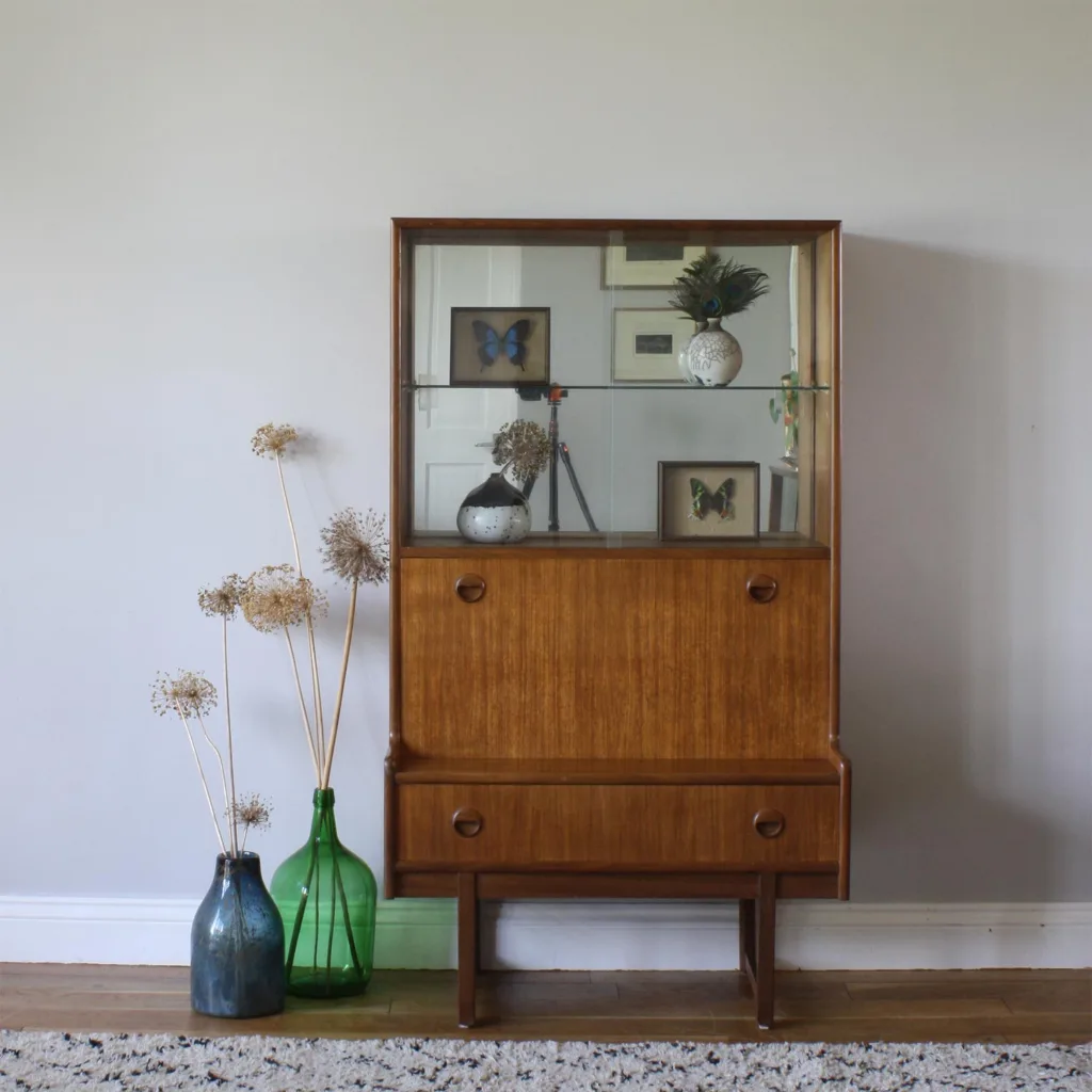 Vintage Turnidge of London Shelf Unit & Bookcase Mirrored Cabinet