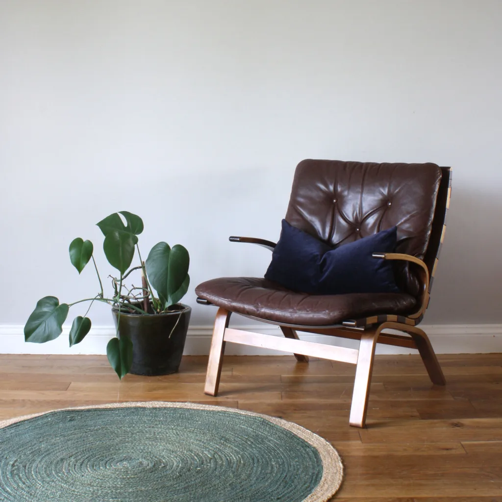 Vintage 1970s Farstrup Bentwood Brown Leather Armchair