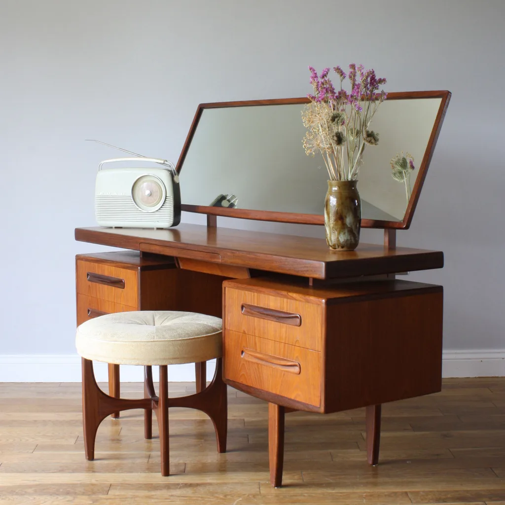Midcentury G Plan Fresco Dressing Table with Original Stool by VB Wilkins