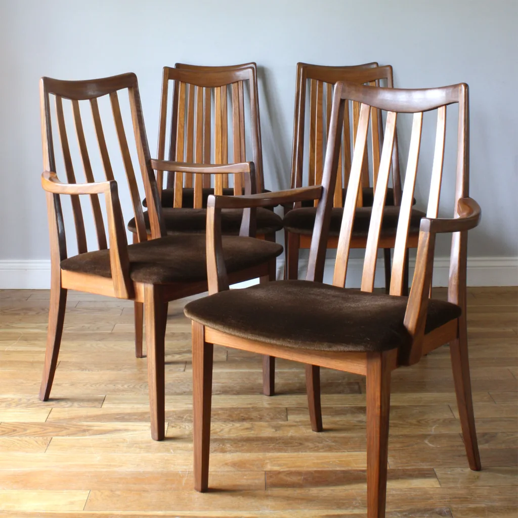 Set of Six Original 1960s Midcentury G Plan Teak Dining Chairs by Leslie Dandy