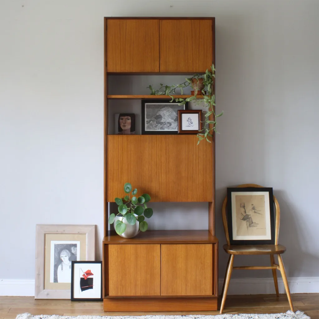 Original 1970s G Plan Form 5 Shelf Unit with Drinks Cabinet