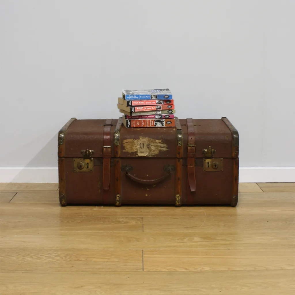 Vintage 1950s Voyage Brown Travel Trunk / Luggage Chest