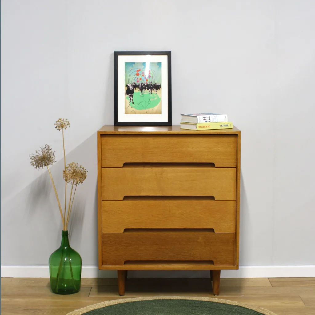 Vintage 1960s Stag C Range Oak Chest of Drawers by John & Sylvia Reid