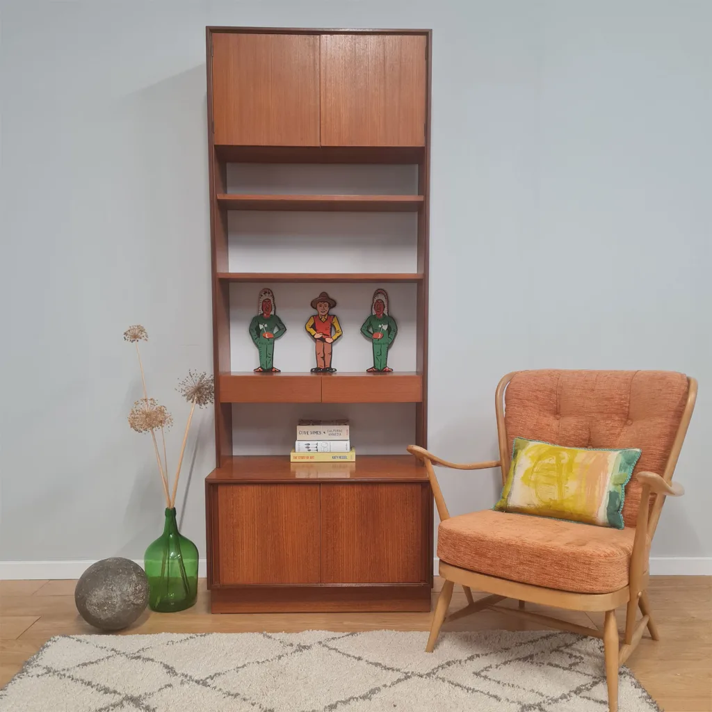 Original 1970s G Plan Form 5 Shelf Unit with Cupboards & Drawers