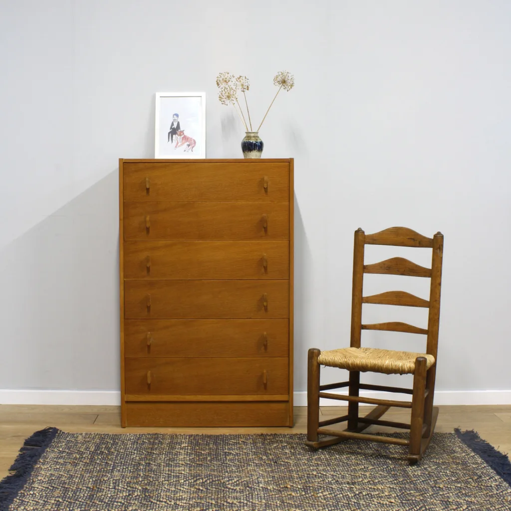 Vintage 1960s Stag Tallboy Chest of Drawers by John & Sylvia Reid
