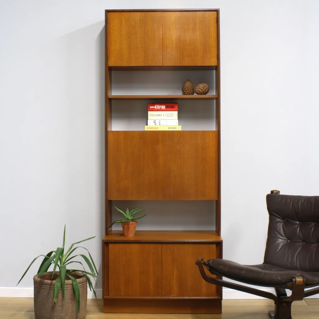 Original 1970s G Plan Form 5 Shelf Unit with Drinks Cabinet
