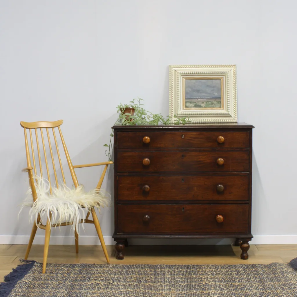 Antique Mid Victorian Large Mahogany Chest of Drawers