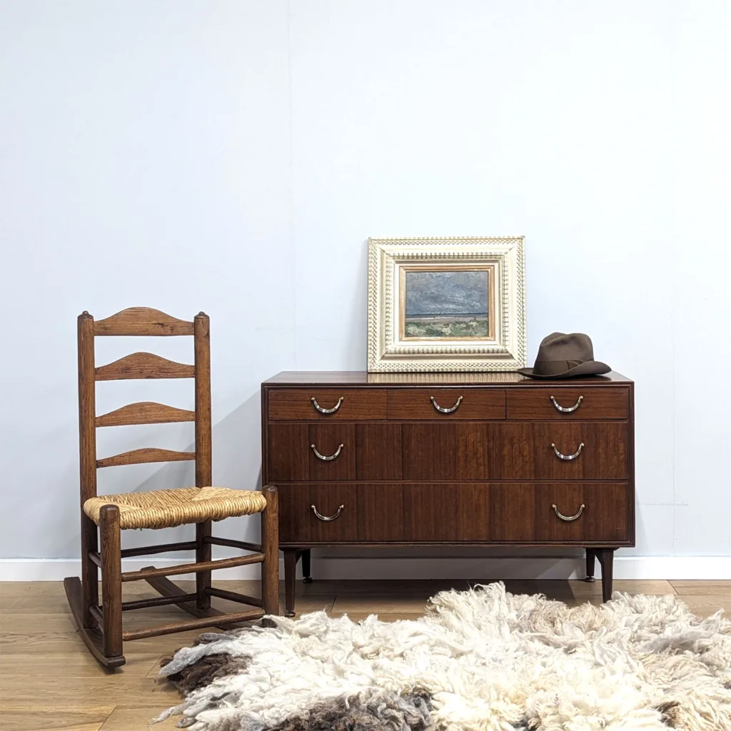 Vintage 1960s Meredew Chest of Drawers with Brass Handles