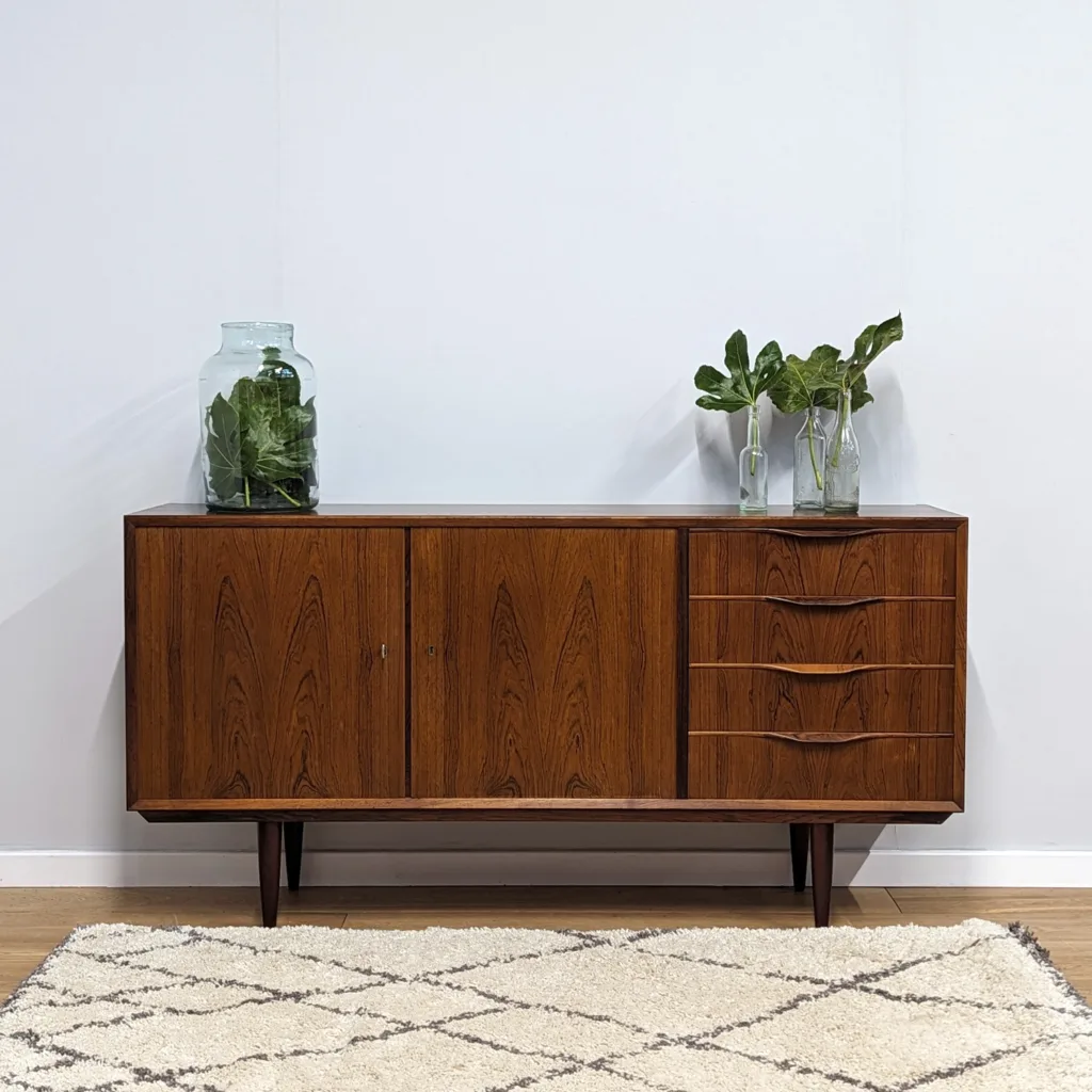 Handsome Vintage Danish Rosewood Sideboard