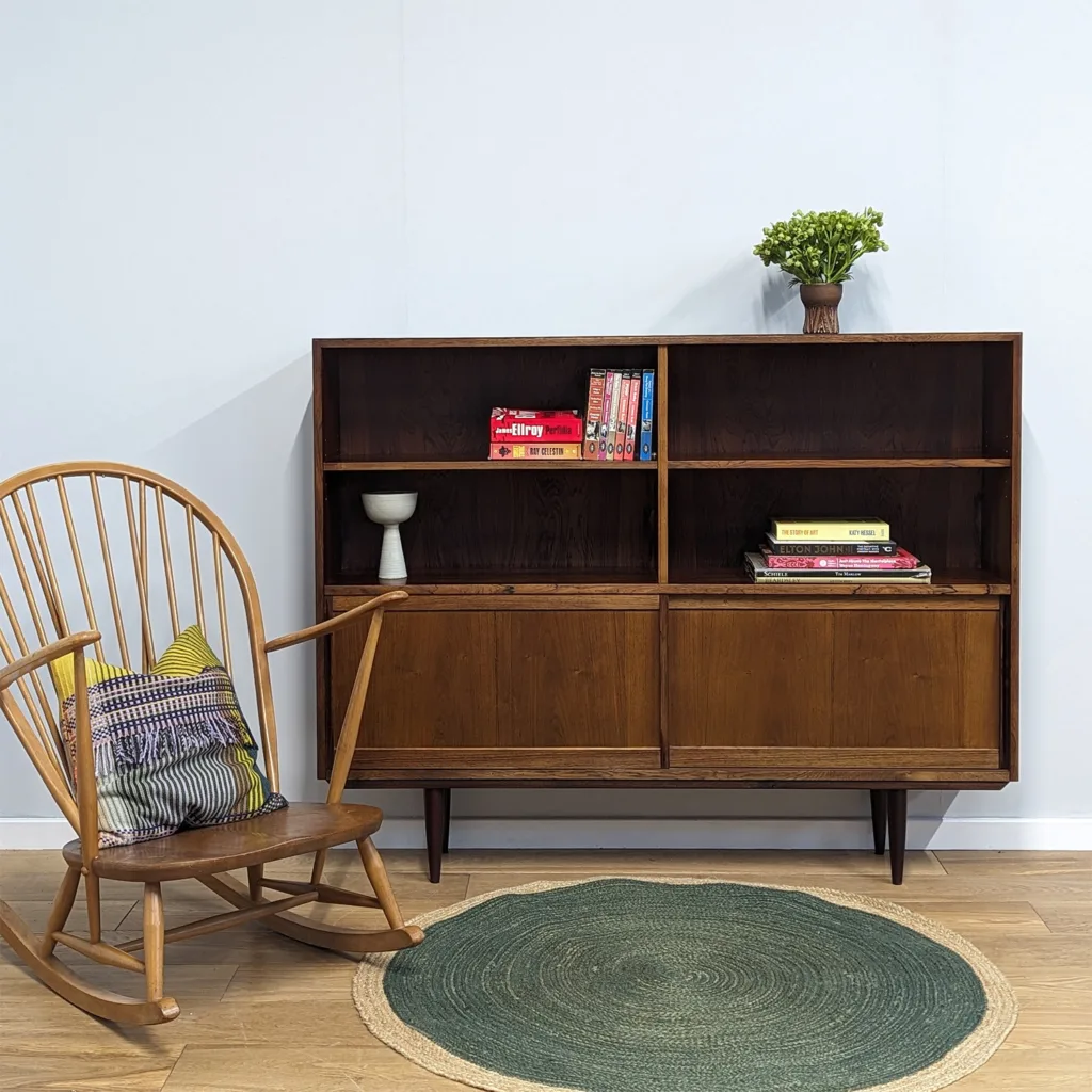 Vintage Danish Rosewood Display Sideboard & Bookcase