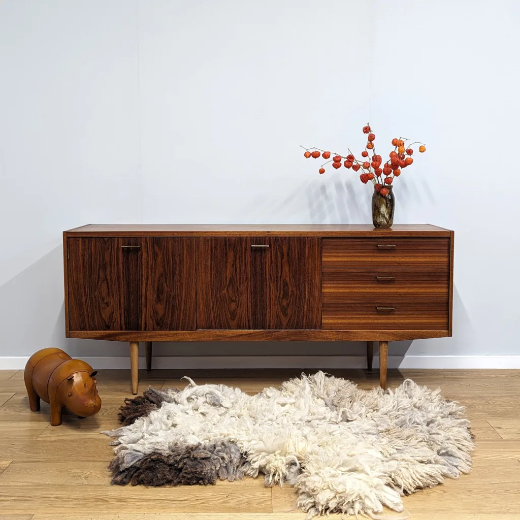 Rare Vintage 1960s Rosewood & Teak Sideboard by Wrighton