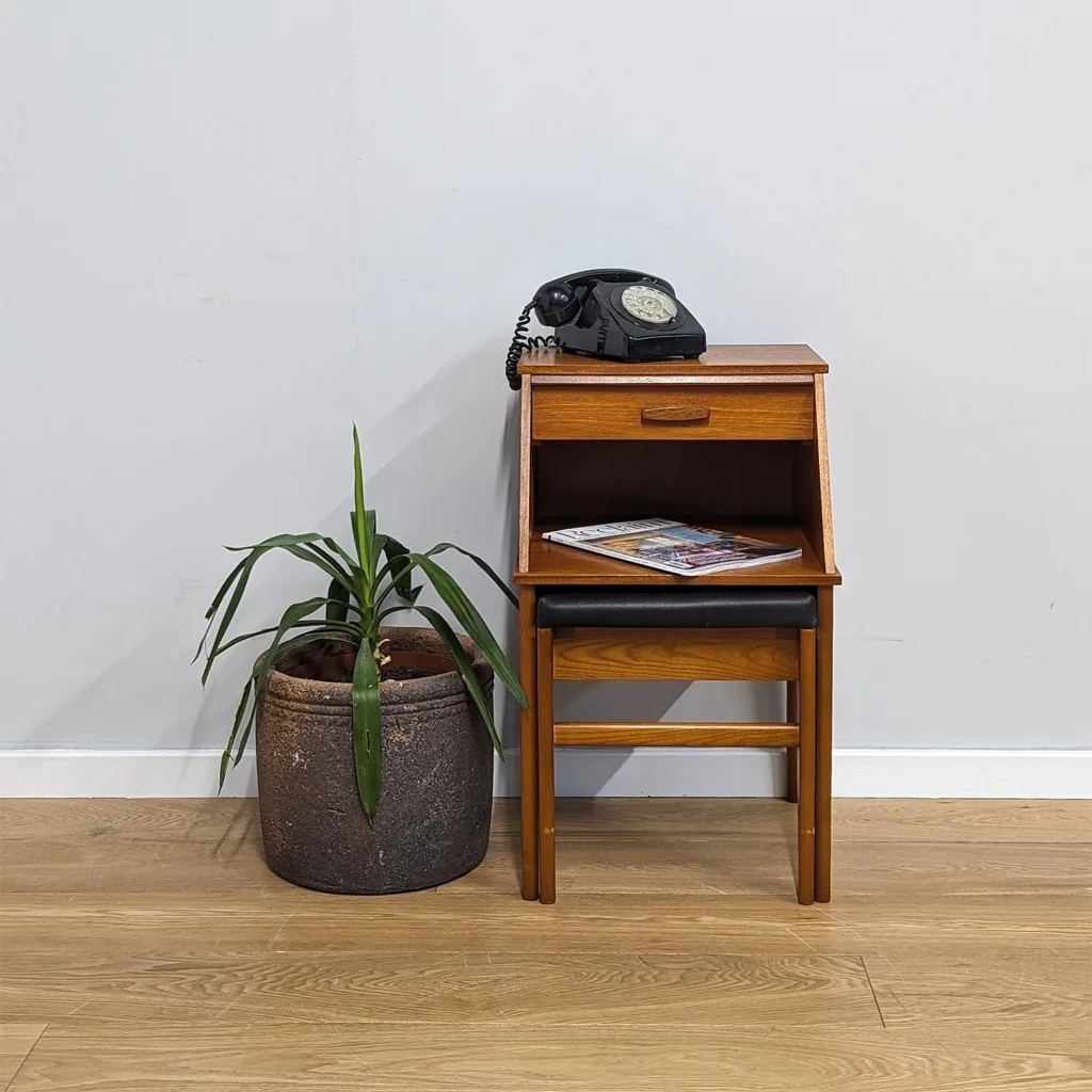 Original Vintage 1960s Chippy Telephone Table with Integral Seat