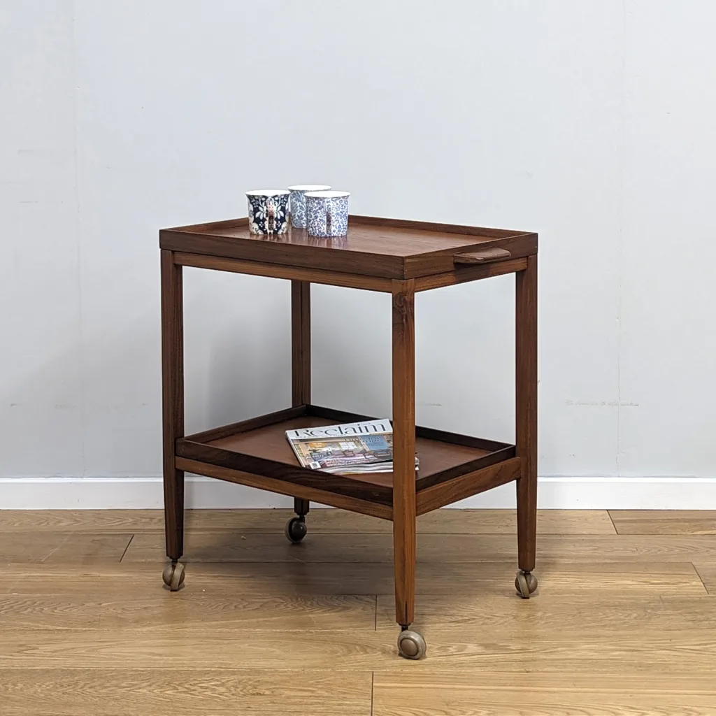 Midcentury Remploy Teak Hostess Drinks Trolley with Removable Trays