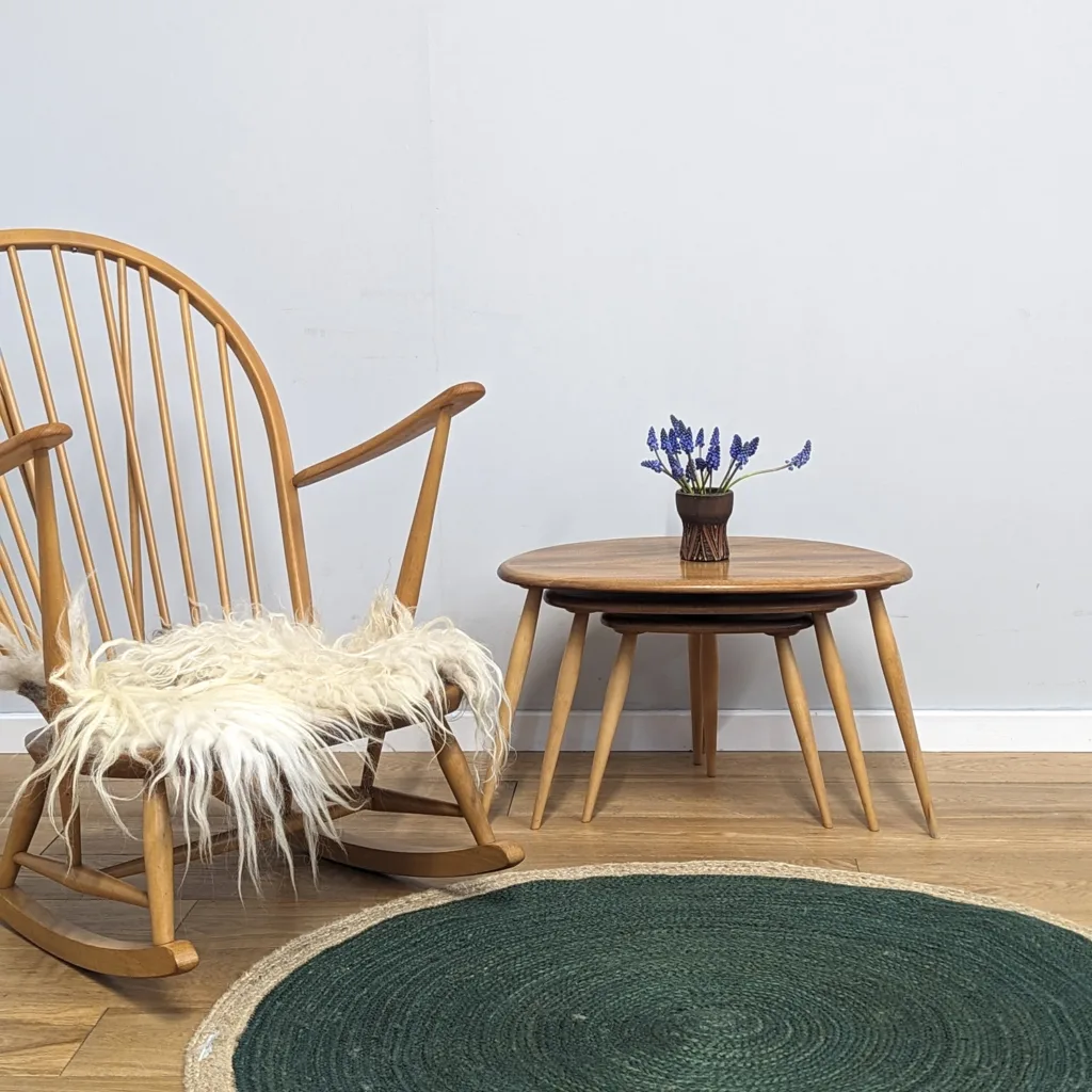 Vintage Ercol Model 354 Nest of Three Pebble Tables