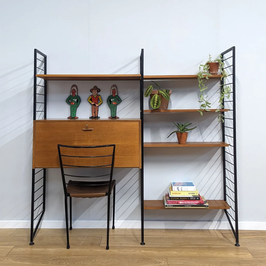 Midcentury 1960s Staples Ladderax Two Bay Modular Shelf System