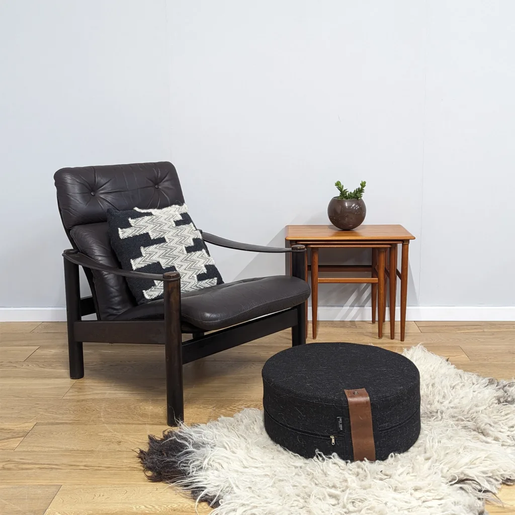 Original Swedish 1970s Brown Leather Armchair by Gehl & Nissen for Jeki Mobler