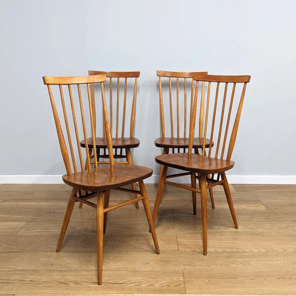Set of Four Vintage Ercol Model 608 Kitchen Dining Chairs