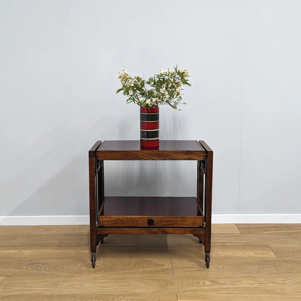 Vintage Edwardian Oak Metamorphic Trolley / Cards Table