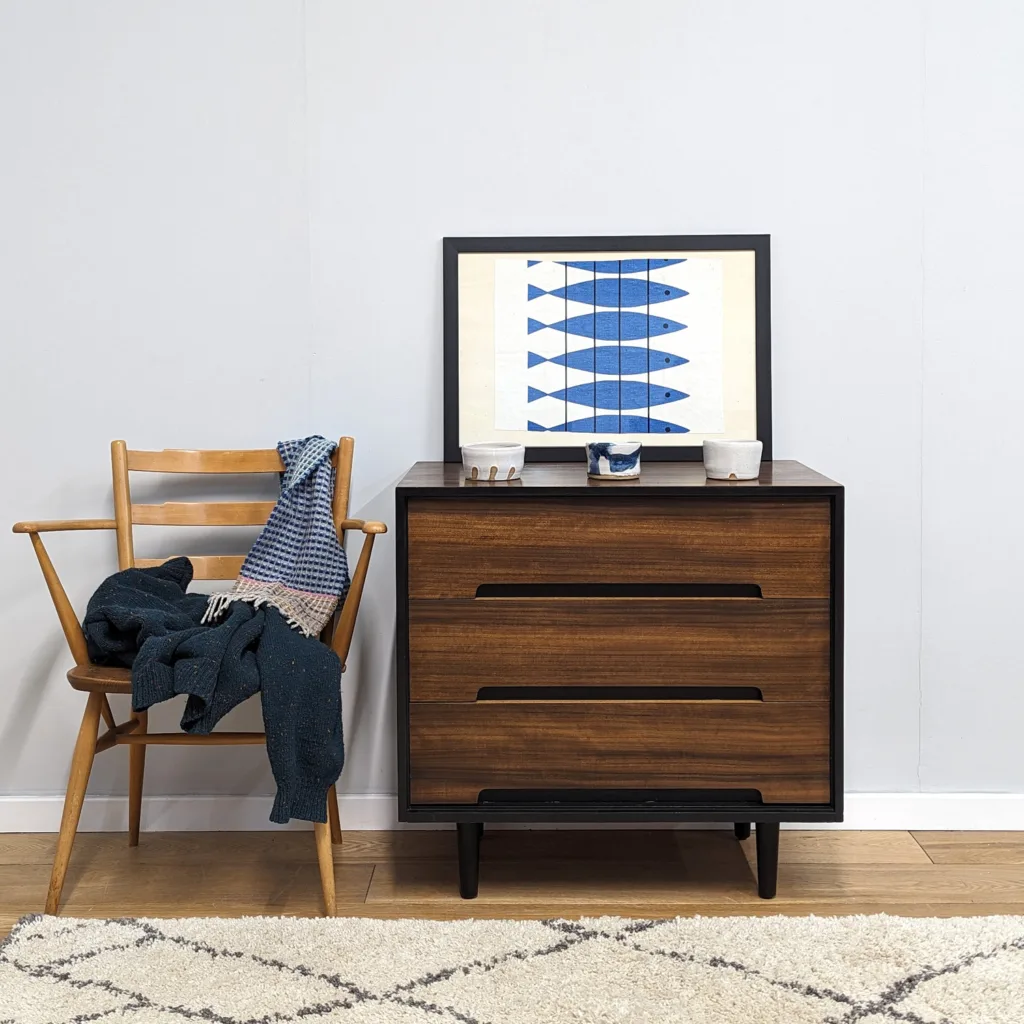 Vintage 1950s Stag C Range Walnut Chest of Drawers by John & Sylvia Reid