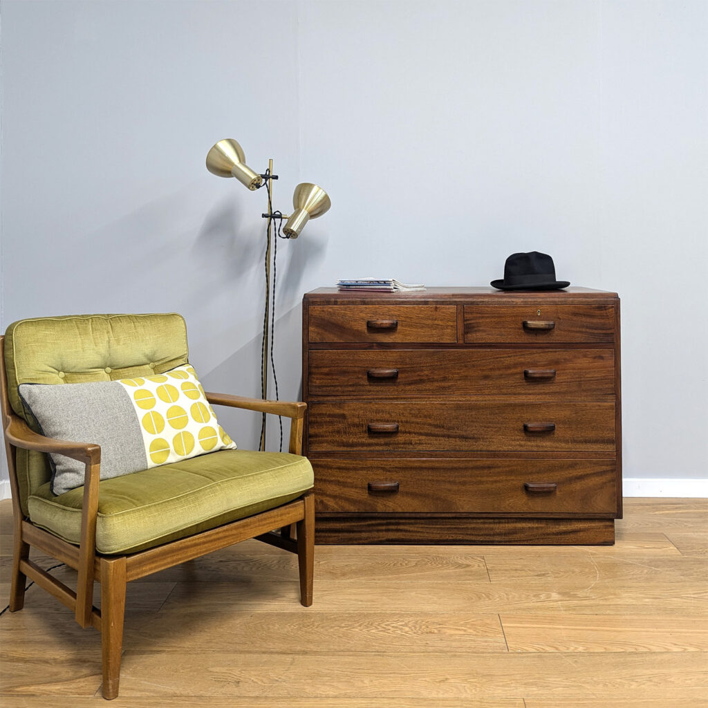 Vintage 1950s War Department Mahogany Chest of Drawers
