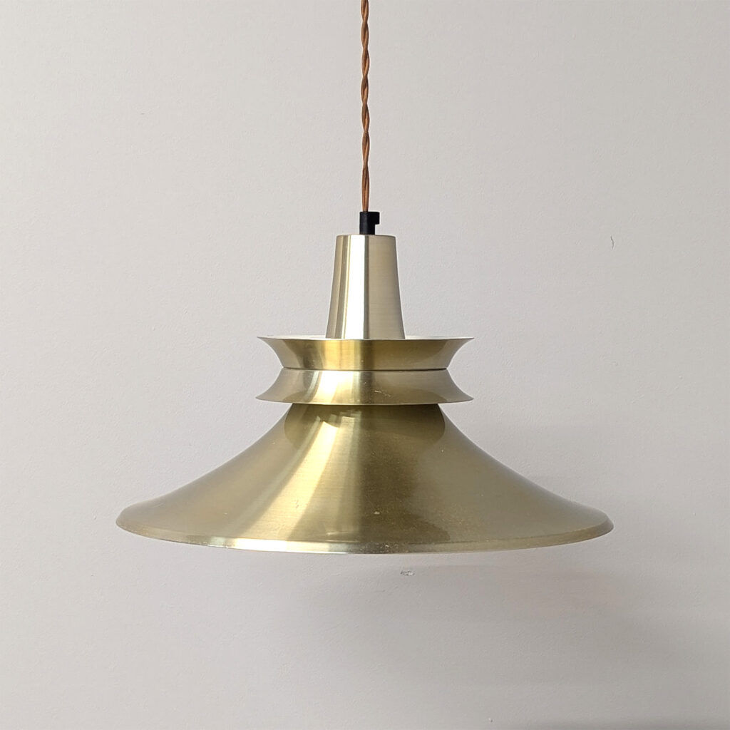 Vintage 1970s Gold Tiered Pendant Lampshade by R Van Ingen