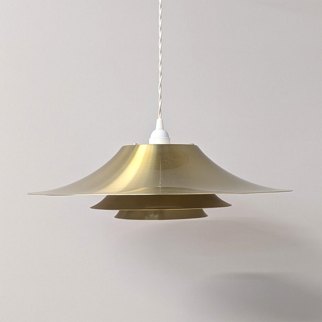 Vintage Danish 1970s Gold Pendant Lampshade by Frandsen