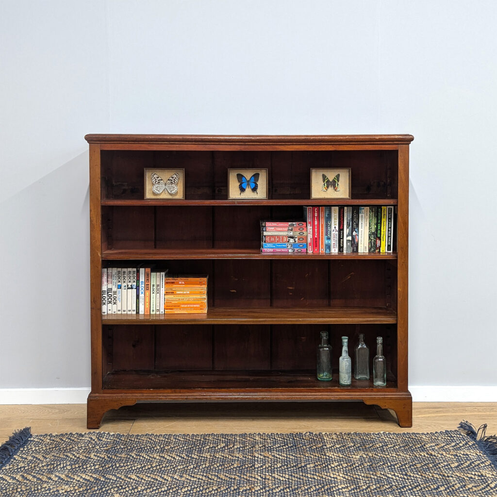 Large Victorian Mahogany Open Bookcase with Adjustable Shelves