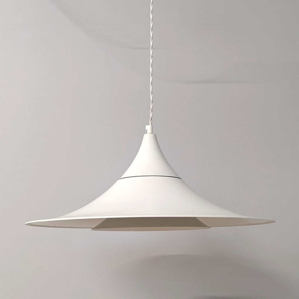 Original Danish Midcentury Large White Ceiling Pendant Lampshade