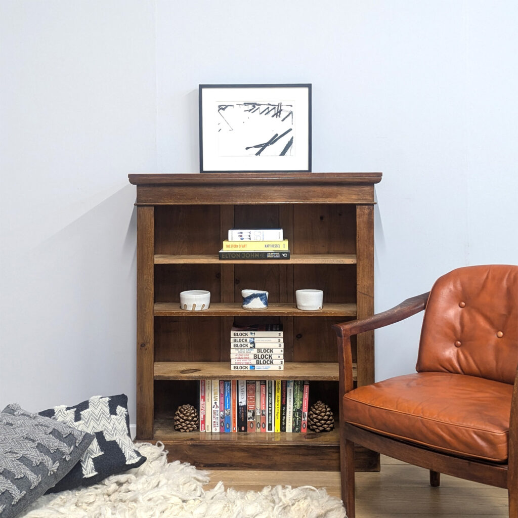 Late Victorian Vintage Open Bookcase with Adjustable Shelves