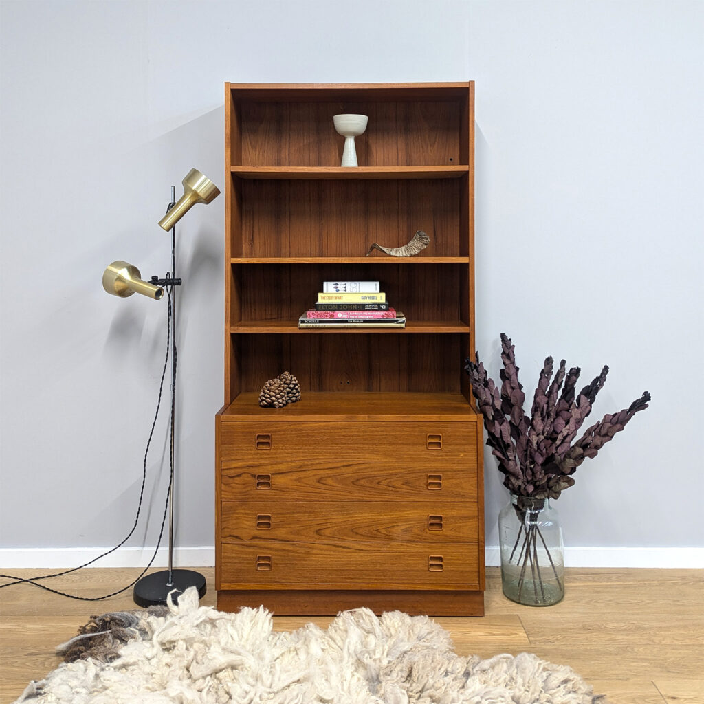 Midcentury Danish 1970s Teak Shelf Unit with Drawers by Feldballes Mobelfabrik