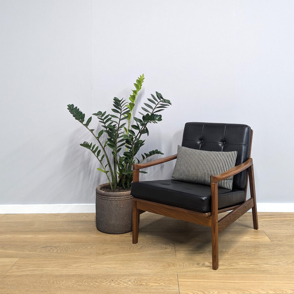 Midcentury Swedish 1960s Black Vinyl 'Kolding' Lounge Chair by Erik Wörtz
