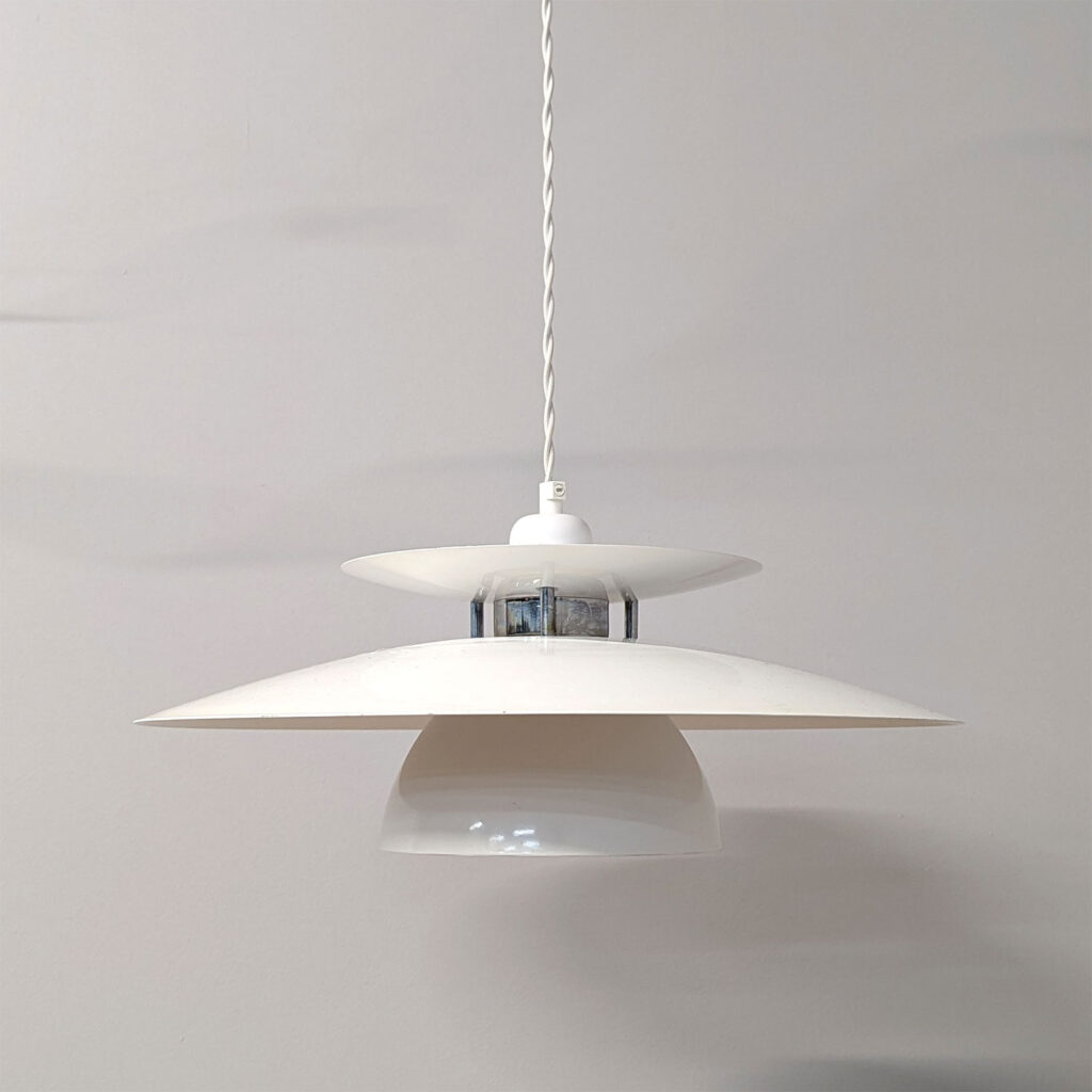 Original Danish Midcentury Tiered White Ceiling Pendant Lampshade