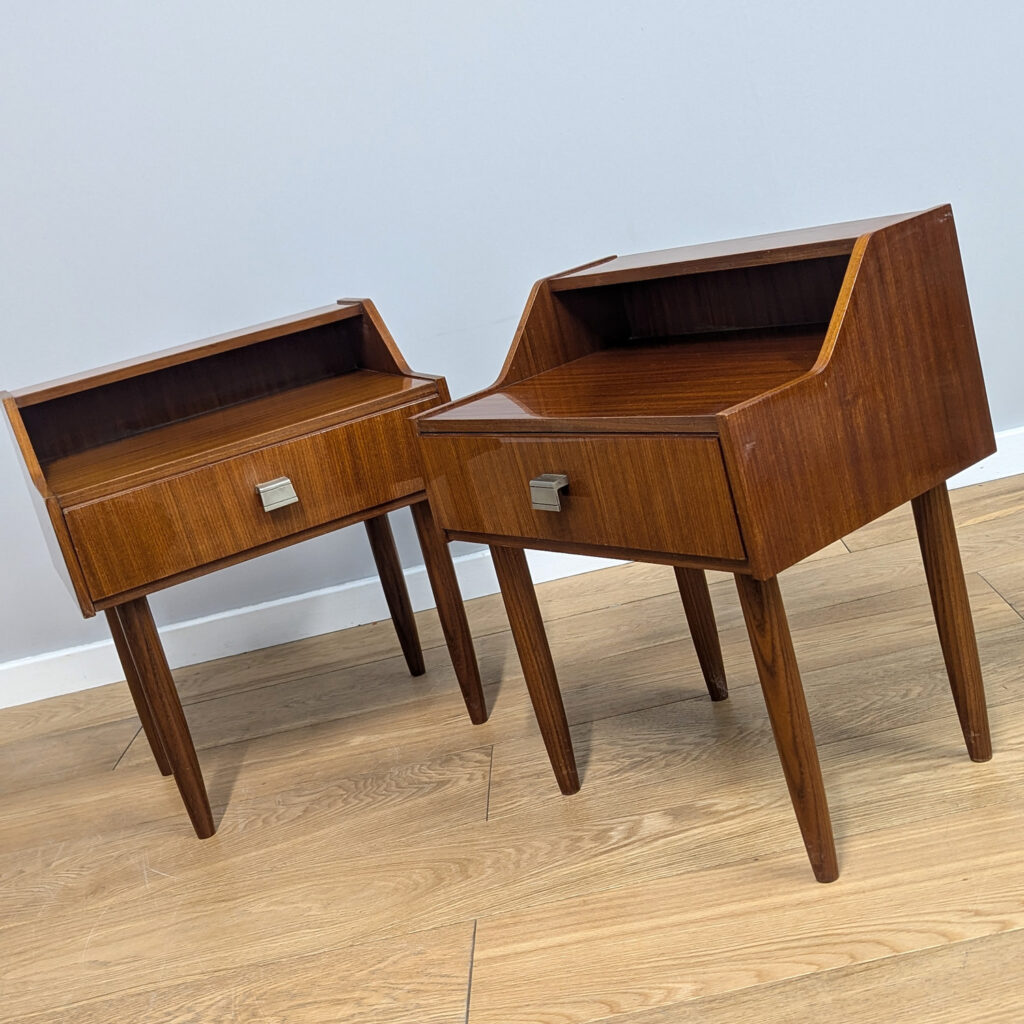 Pair of Original Midcentury 1960s Bedside Tables / Nightstands